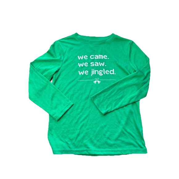 Boys Pajama Set Size 6  Green We Came, We Saw, We Jingled Christmas Top Pants - Picture 2 of 7